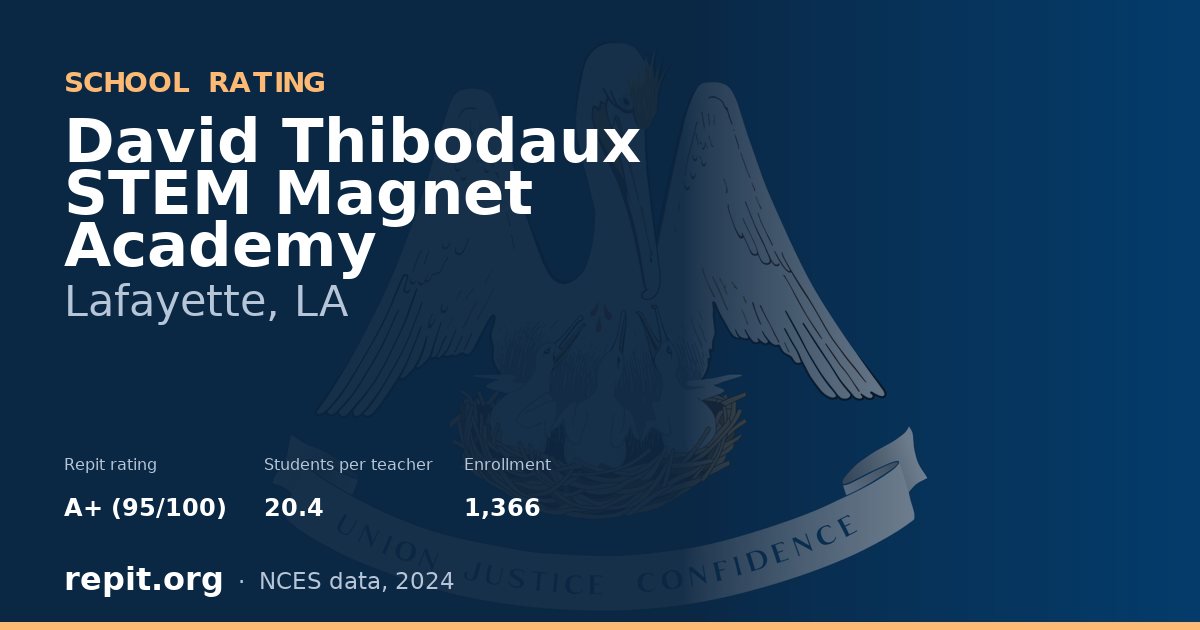 David Thibodaux STEM Magnet Academy, Lafayette, LA — Repit school rating A+ (95/100)