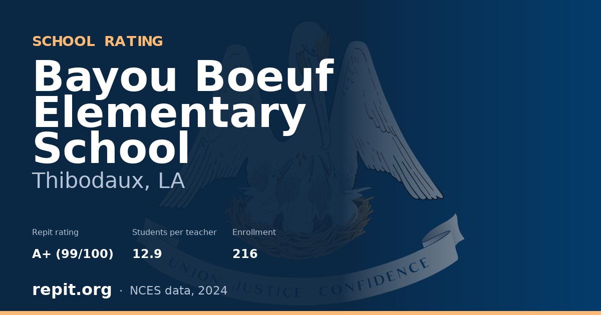 Bayou Boeuf Elementary School, Thibodaux, LA — Repit school rating A+ (99/100)