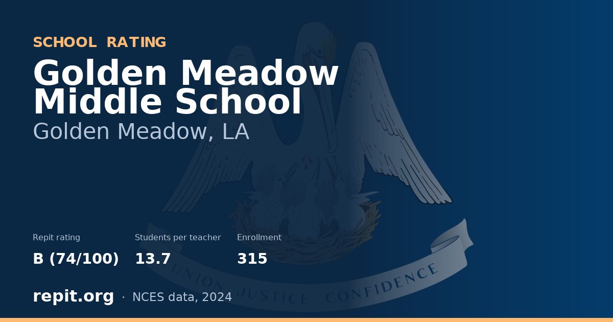 Golden Meadow Middle School, Golden Meadow, LA — Repit school rating B (74/100)