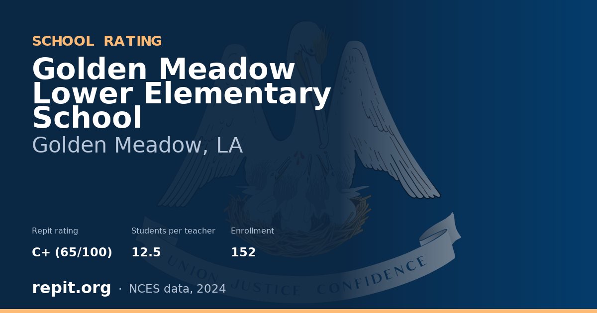 Golden Meadow Lower Elementary School, Golden Meadow, LA — Repit school rating C+ (65/100)