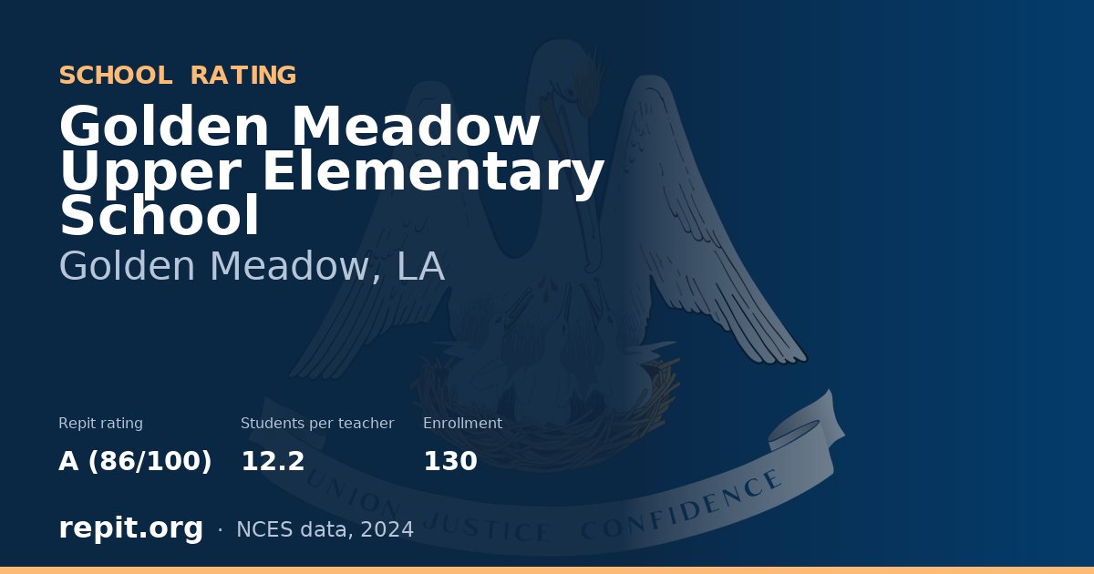 Golden Meadow Upper Elementary School, Golden Meadow, LA — Repit school rating A (86/100)