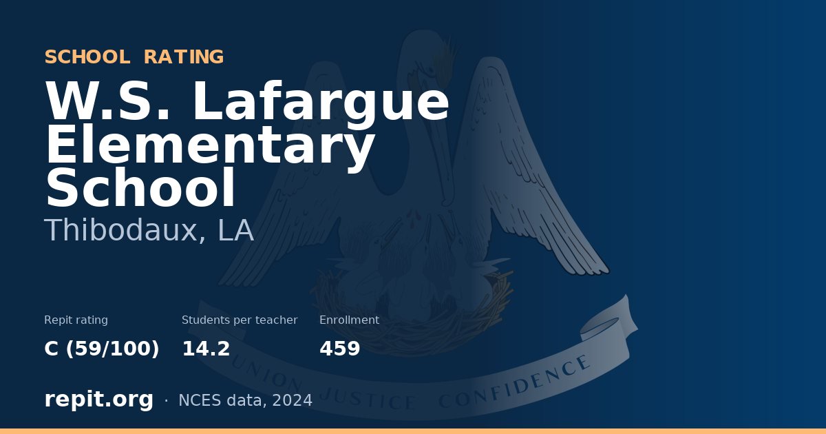 W.S. Lafargue Elementary School, Thibodaux, LA — Repit school rating C (59/100)