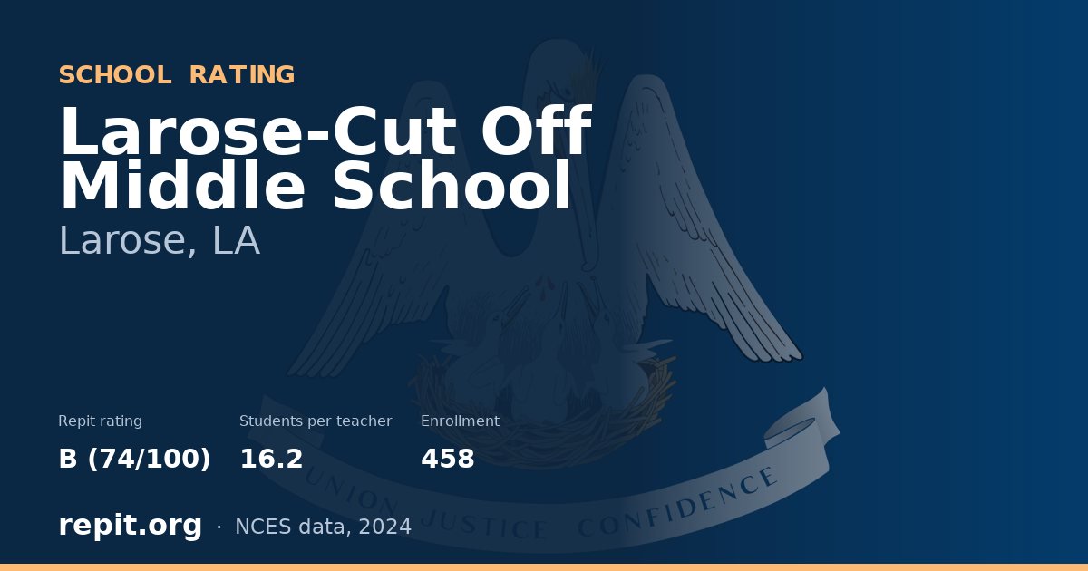 Larose-Cut Off Middle School, Larose, LA — Repit school rating B (74/100)