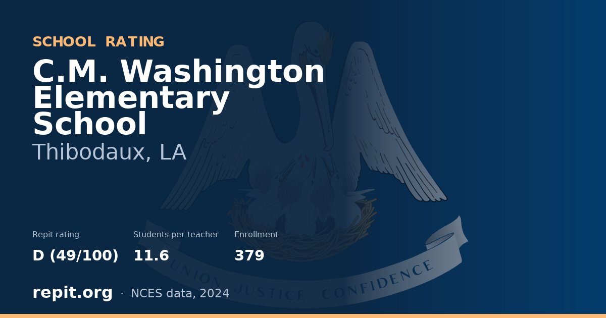C.M. Washington Elementary School, Thibodaux, LA — Repit school rating D (49/100)