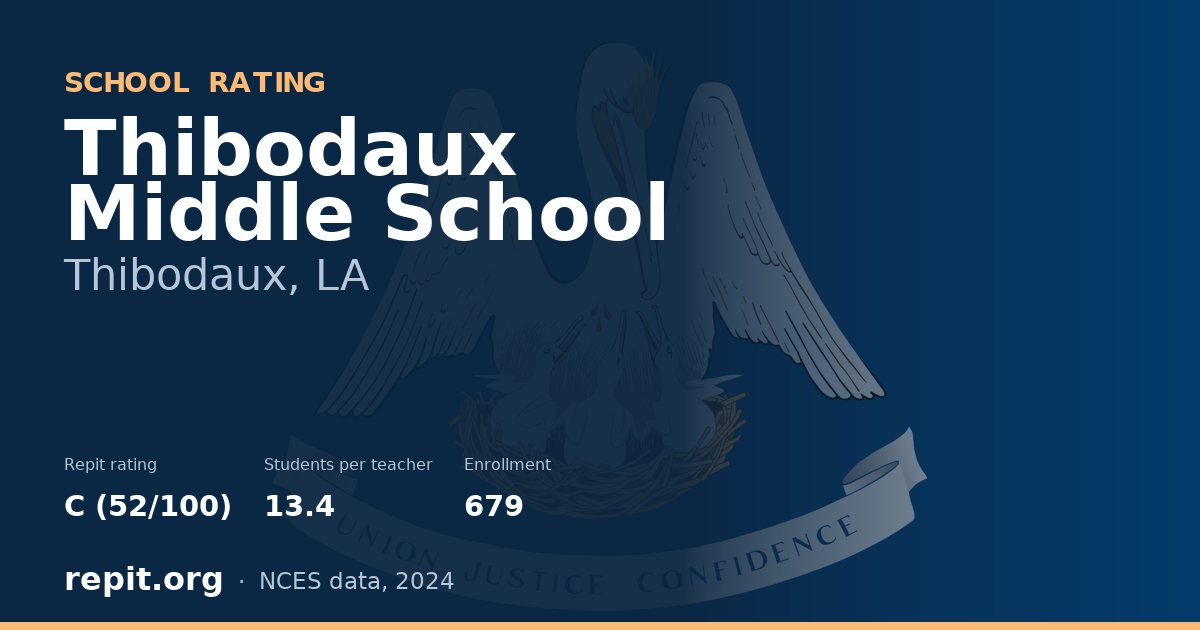 Thibodaux Middle School, Thibodaux, LA — Repit school rating C (52/100)