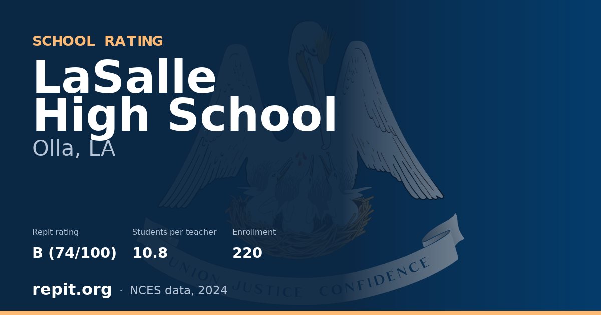 LaSalle High School, Olla, LA — Repit school rating B (74/100)