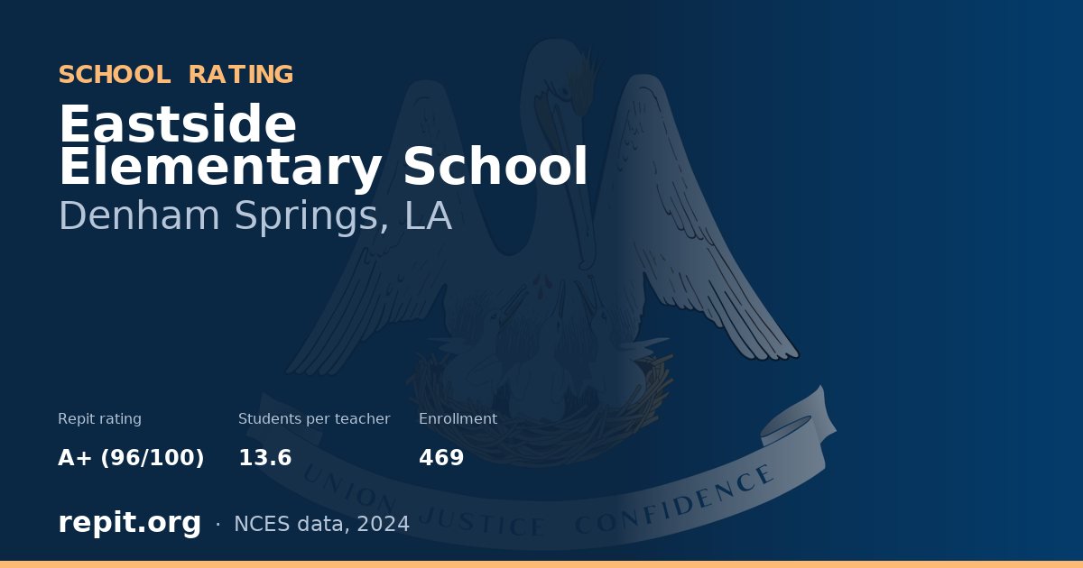 Eastside Elementary School, Denham Springs, LA — Repit school rating A+ (96/100)