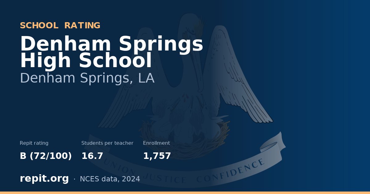 Denham Springs High School, Denham Springs, LA — Repit school rating B (72/100)