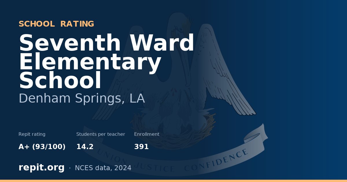 Seventh Ward Elementary School, Denham Springs, LA — Repit school rating A+ (93/100)