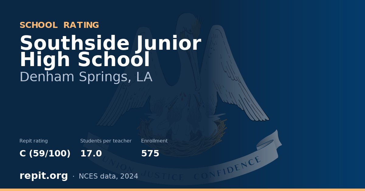 Southside Junior High School, Denham Springs, LA — Repit school rating C (59/100)