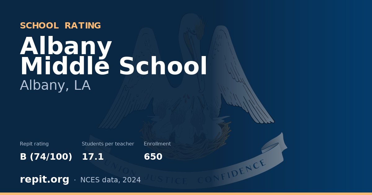 Albany Middle School, Albany, LA — Repit school rating B (74/100)