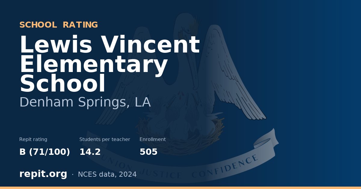 Lewis Vincent Elementary School, Denham Springs, LA — Repit school rating B (71/100)