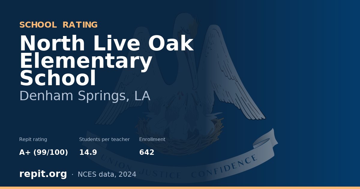 North Live Oak Elementary School, Denham Springs, LA — Repit school rating A+ (99/100)