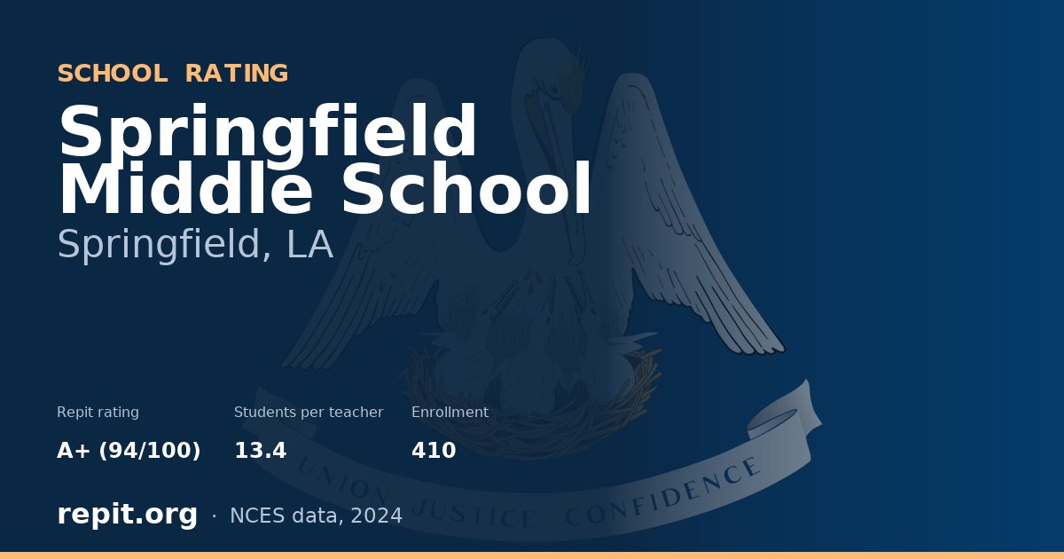 Springfield Middle School, Springfield, LA — Repit school rating A+ (94/100)