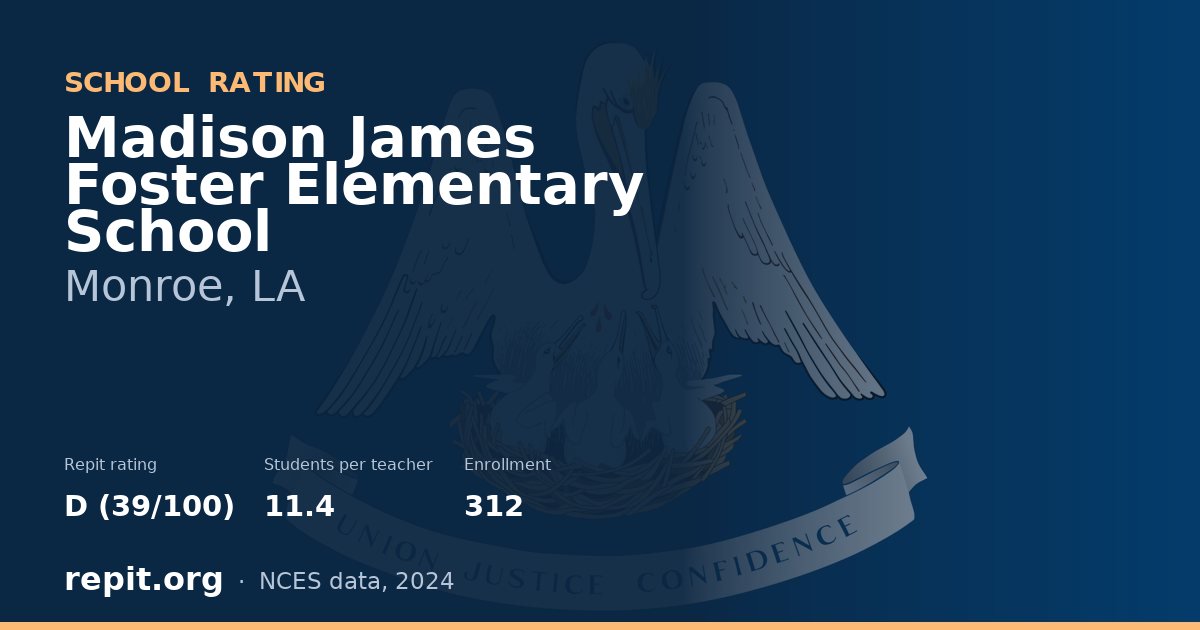 Madison James Foster Elementary School, Monroe, LA — Repit school rating D (39/100)