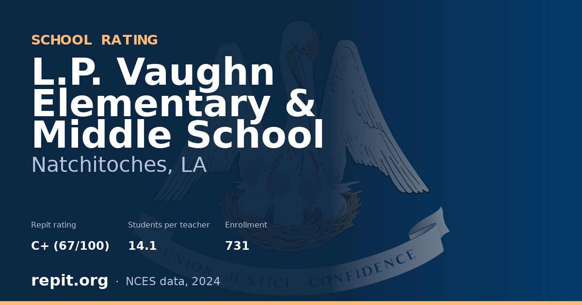 L.P. Vaughn Elementary & Middle School, Natchitoches, LA — Repit school rating C+ (67/100)
