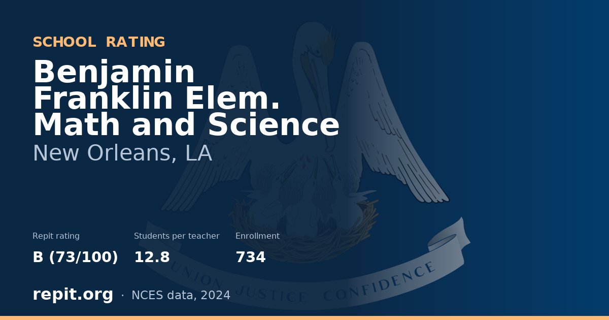 Benjamin Franklin Elem. Math and Science, New Orleans, LA — Repit school rating B (73/100)