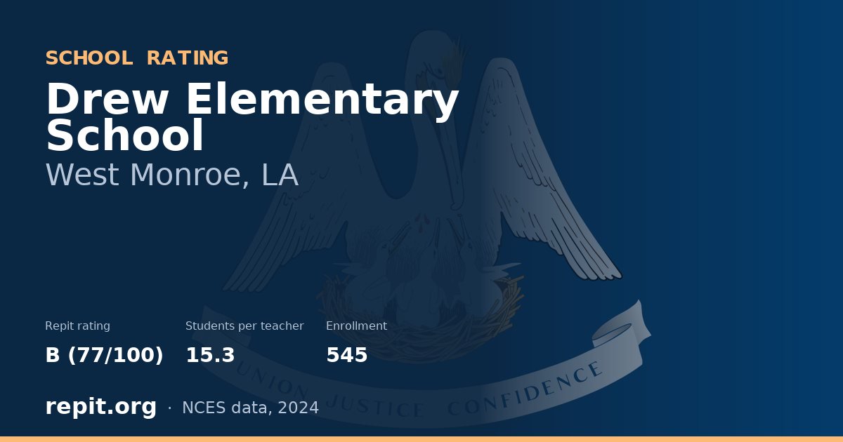 Drew Elementary School, West Monroe, LA — Repit school rating B (77/100)