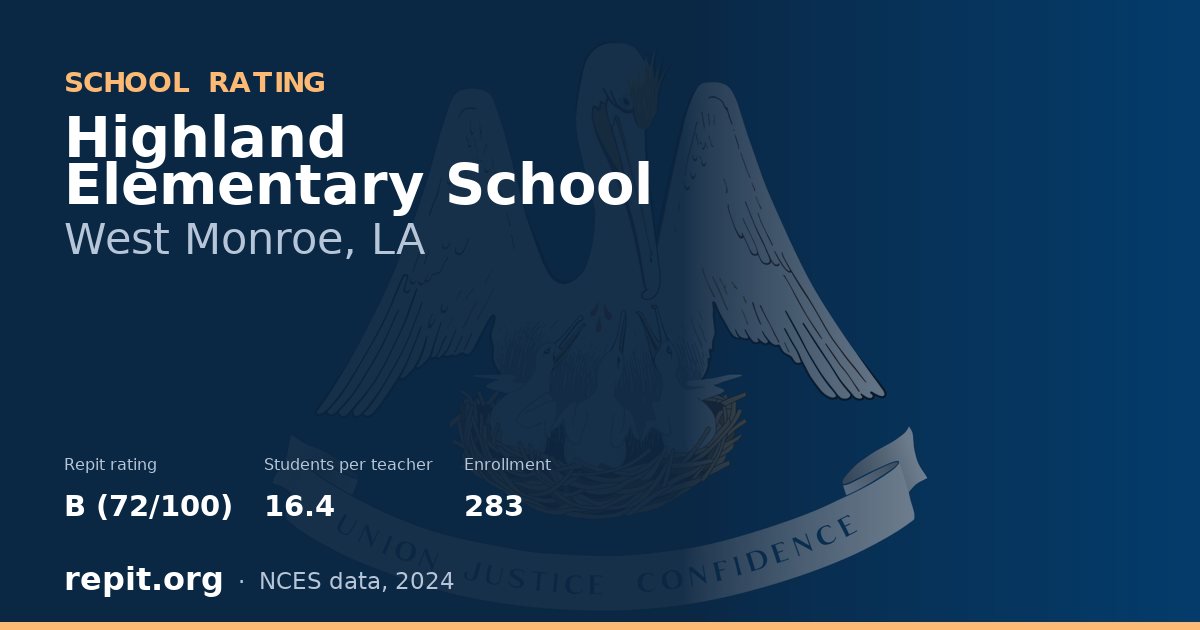 Highland Elementary School, West Monroe, LA — Repit school rating B (72/100)