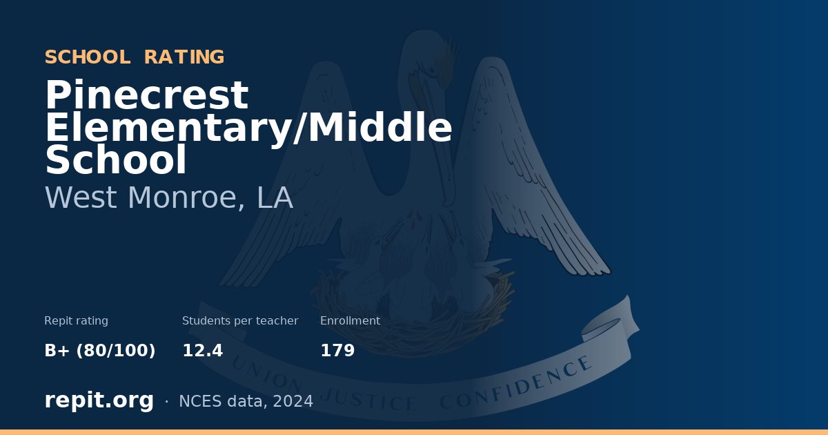Pinecrest Elementary/Middle School, West Monroe, LA — Repit school rating B+ (80/100)