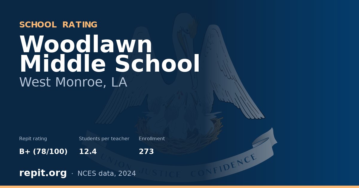 Woodlawn Middle School, West Monroe, LA — Repit school rating B+ (78/100)