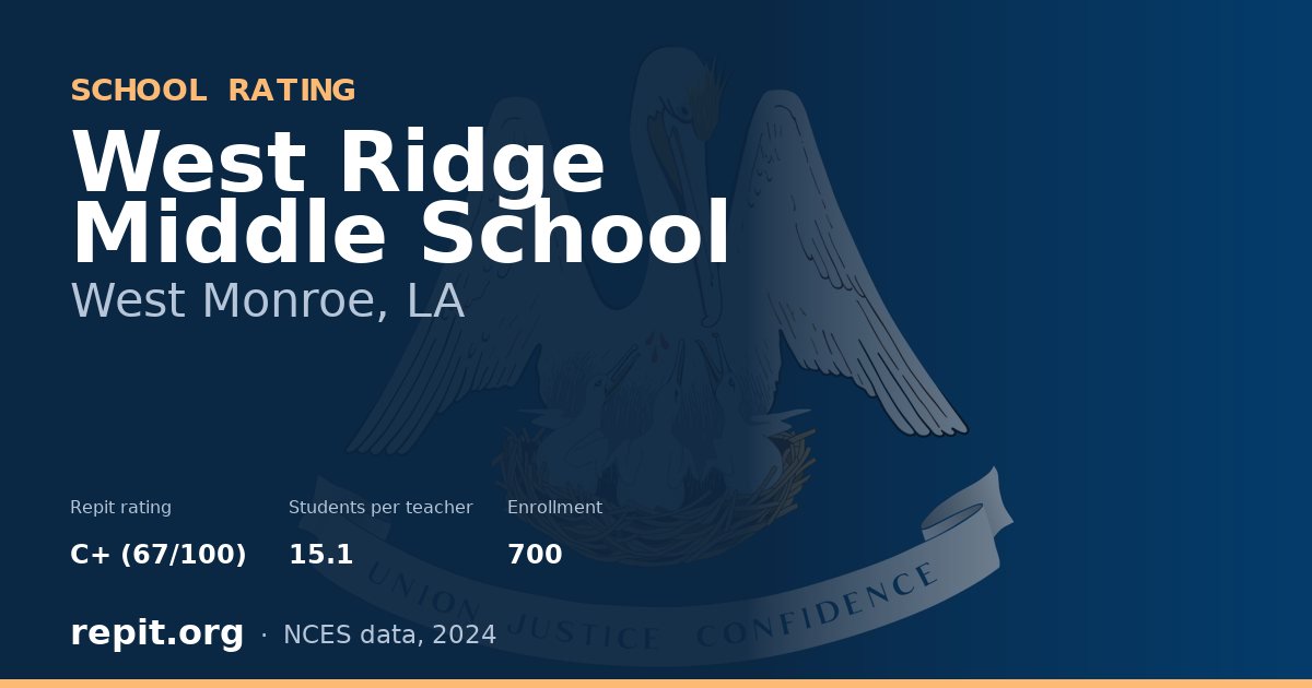 West Ridge Middle School, West Monroe, LA — Repit school rating C+ (67/100)