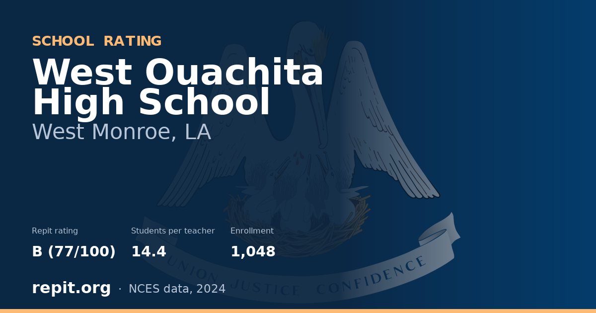 West Ouachita High School, West Monroe, LA — Repit school rating B (77/100)