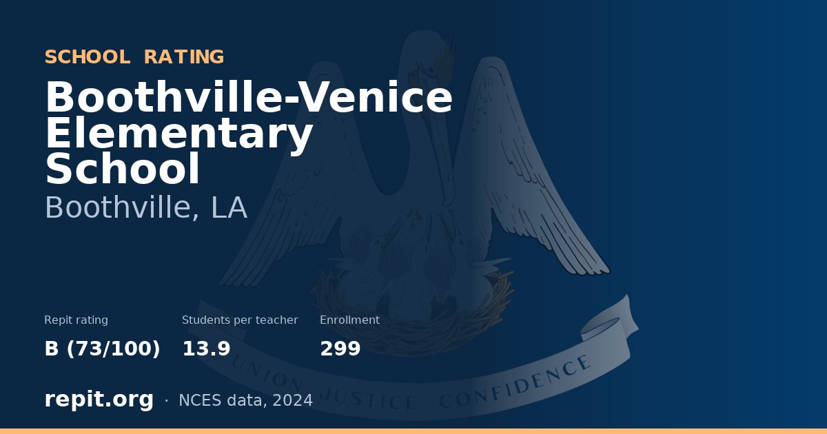 Boothville-Venice Elementary School, Boothville, LA — Repit school rating B (73/100)