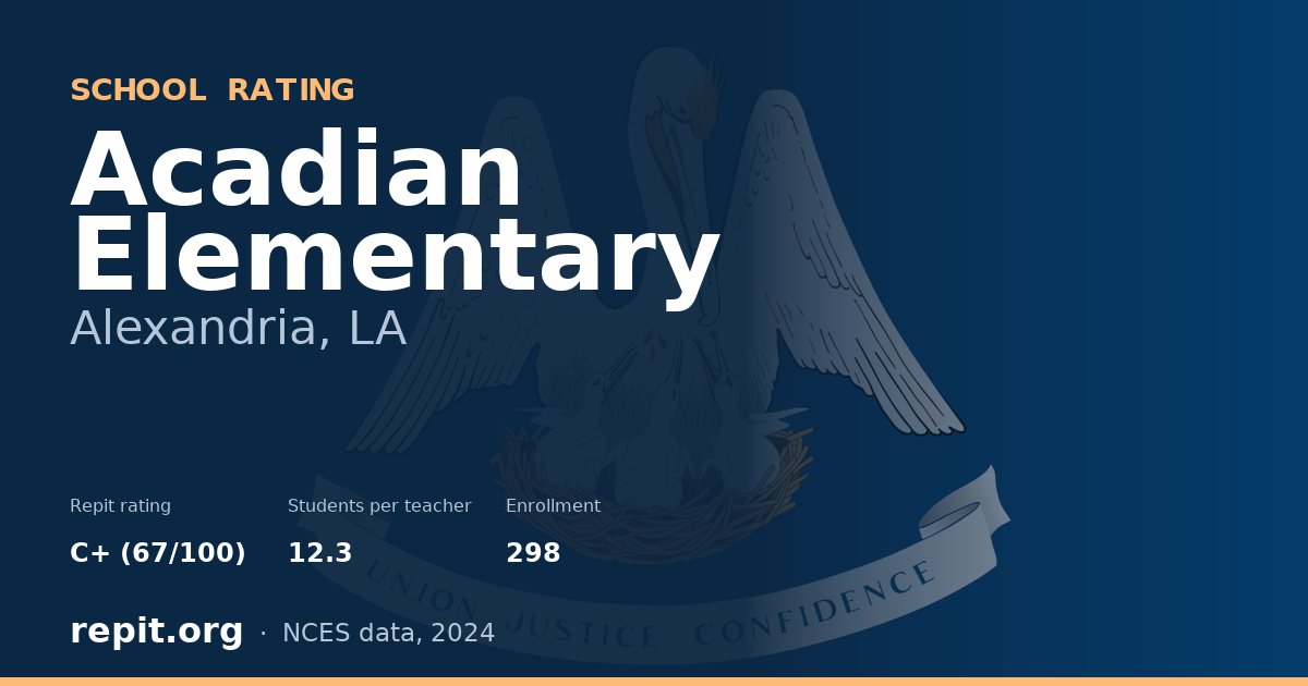 Acadian Elementary, Alexandria, LA — Repit school rating C+ (67/100)