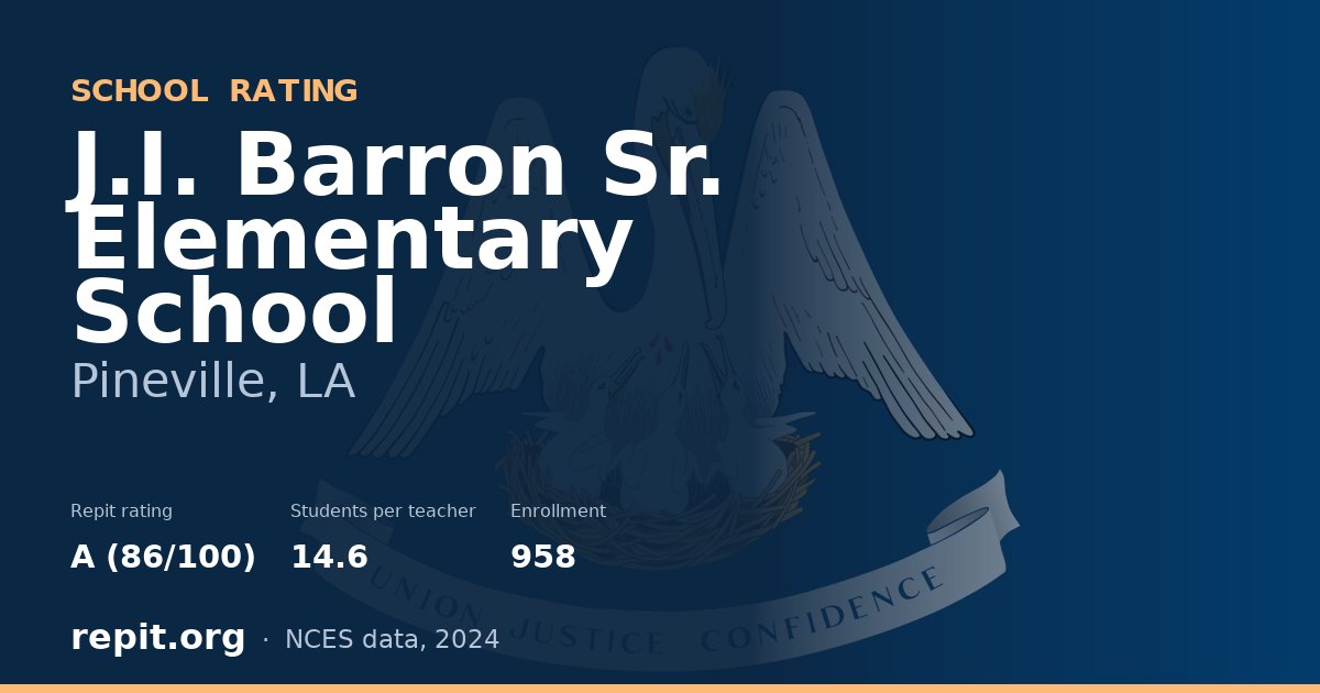 J.I. Barron Sr. Elementary School, Pineville, LA — Repit school rating A (86/100)