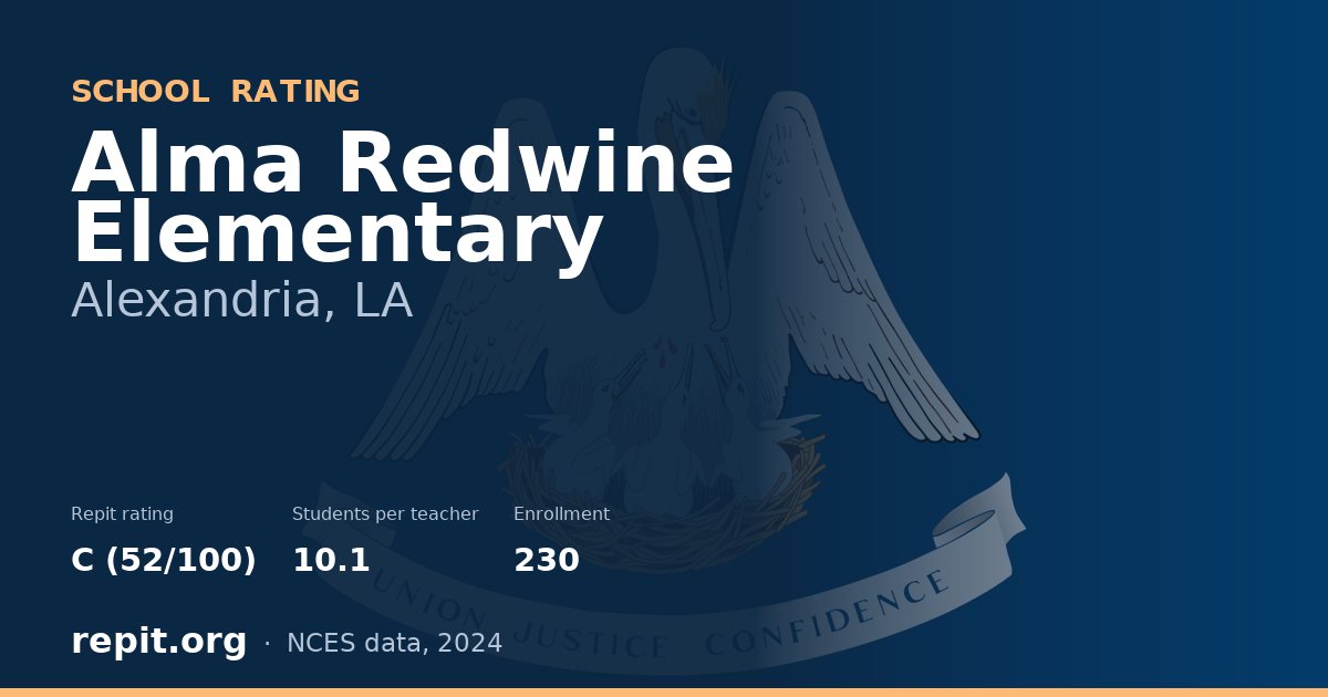 Alma Redwine Elementary, Alexandria, LA — Repit school rating C (52/100)