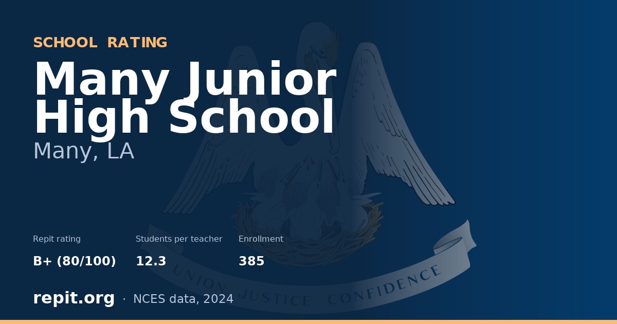 Many Junior High School, Many, LA — Repit school rating B+ (80/100)