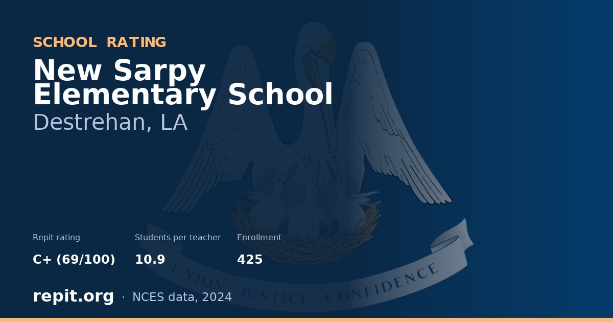 New Sarpy Elementary School, Destrehan, LA — Repit school rating C+ (69/100)