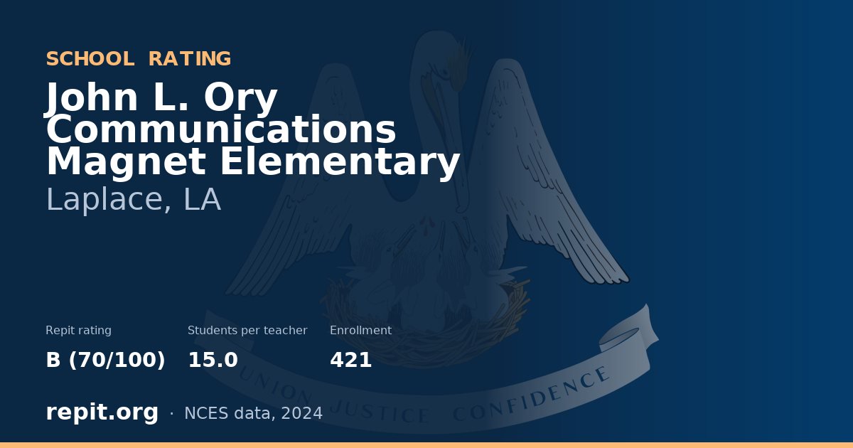 John L. Ory Communications Magnet Elementary, Laplace, LA — Repit school rating B (70/100)