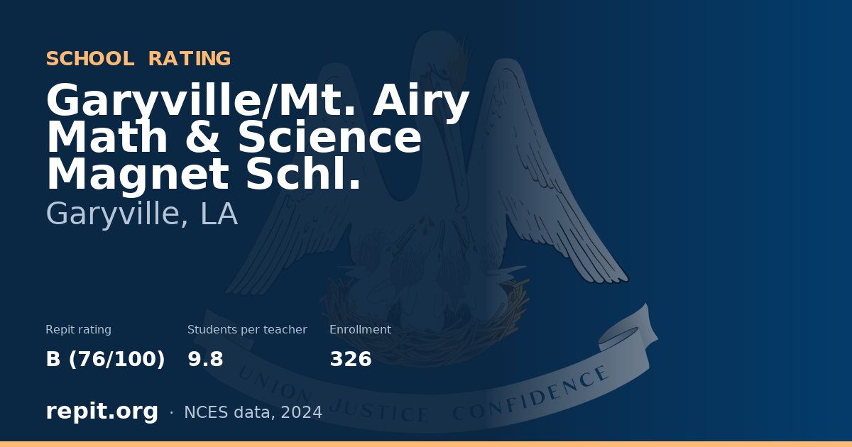 Garyville/Mt. Airy Math & Science Magnet Schl., Garyville, LA — Repit school rating B (76/100)