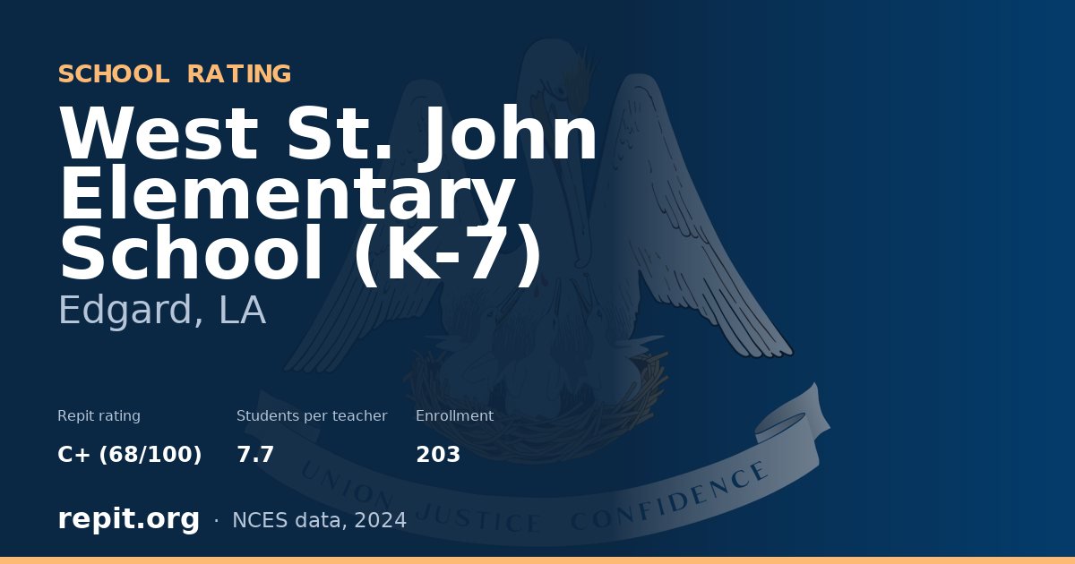 West St. John Elementary School (K-7), Edgard, LA — Repit school rating C+ (68/100)