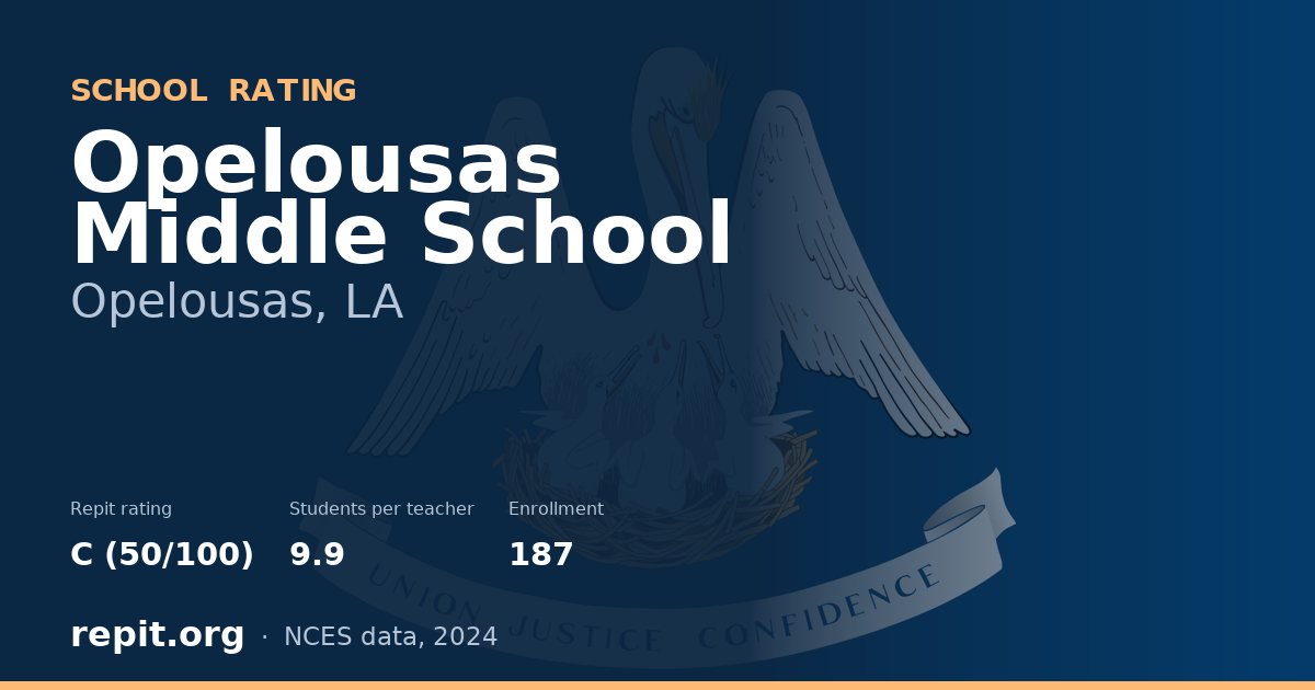 Opelousas Middle School, Opelousas, LA — Repit school rating C (50/100)