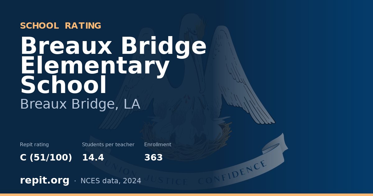 Breaux Bridge Elementary School, Breaux Bridge, LA — Repit school rating C (51/100)