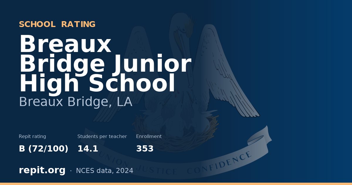 Breaux Bridge Junior High School, Breaux Bridge, LA — Repit school rating B (72/100)