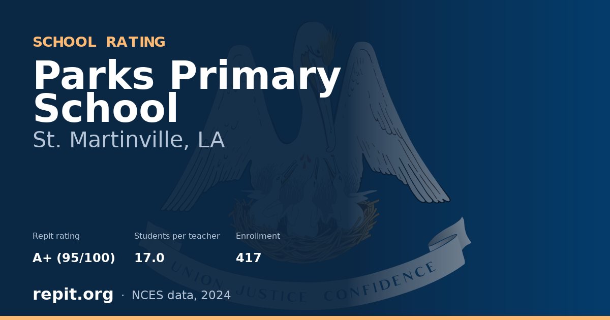 Parks Primary School, St. Martinville, LA — Repit school rating A+ (95/100)