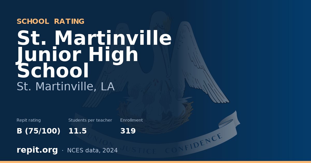 St. Martinville Junior High School, St. Martinville, LA — Repit school rating B (75/100)