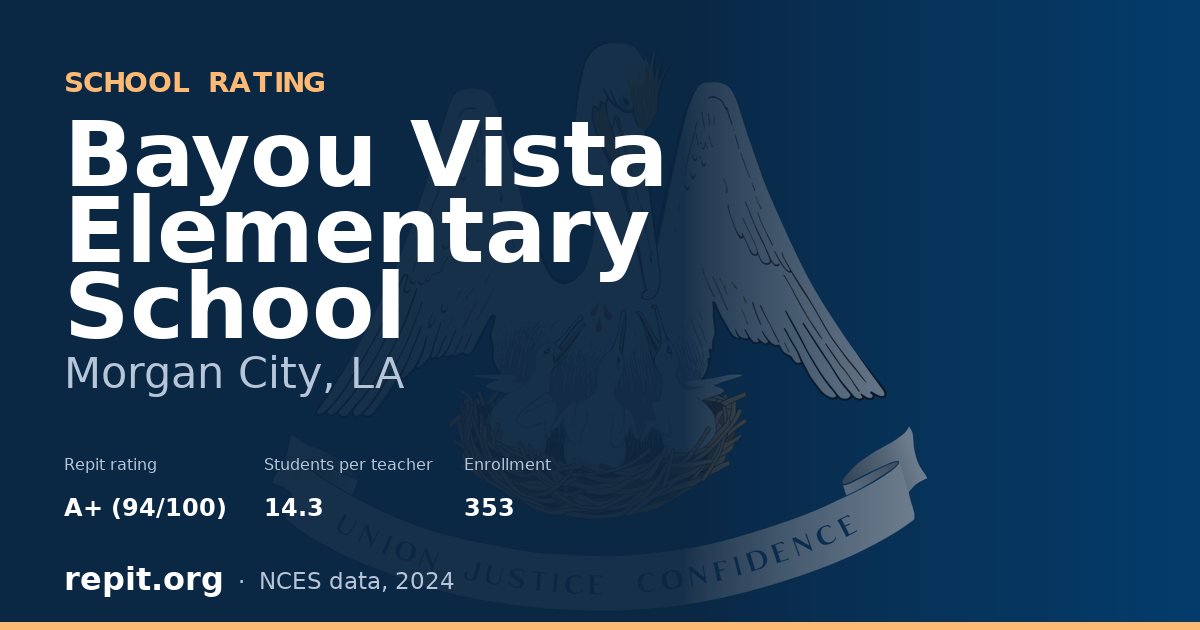 Bayou Vista Elementary School, Morgan City, LA — Repit school rating A+ (94/100)