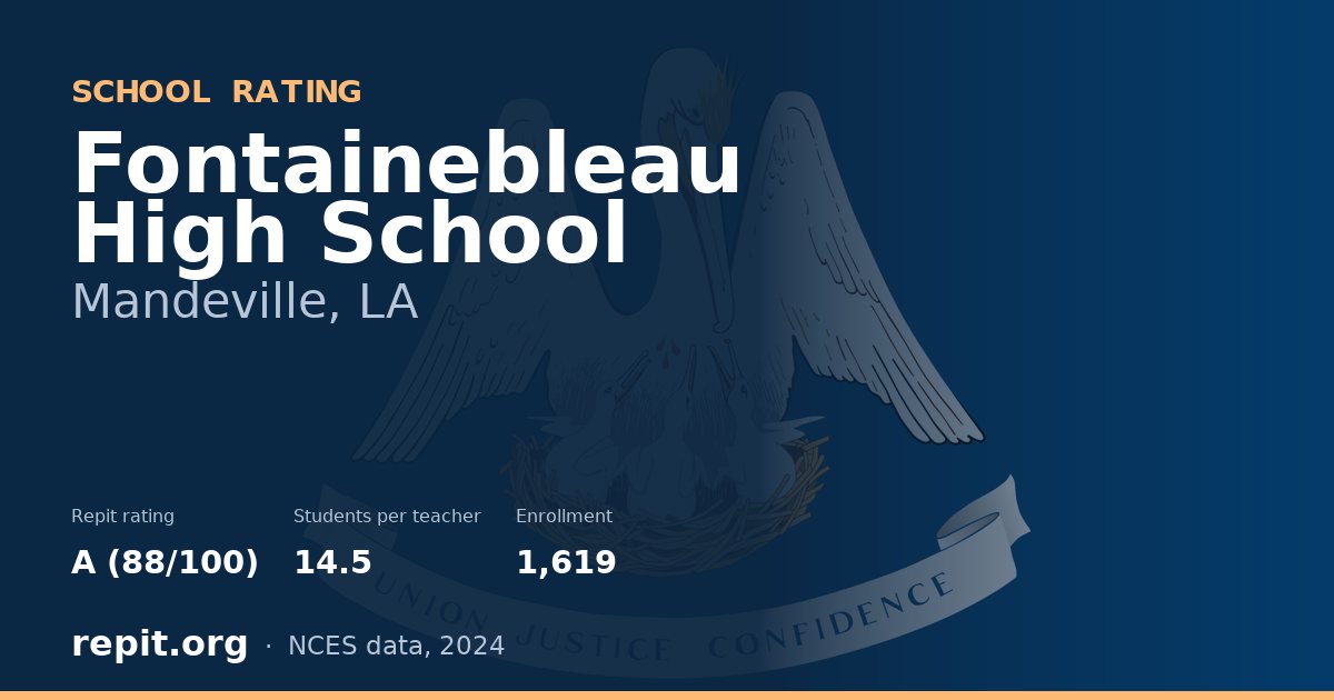 Fontainebleau High School, Mandeville, LA — Repit school rating A (88/100)