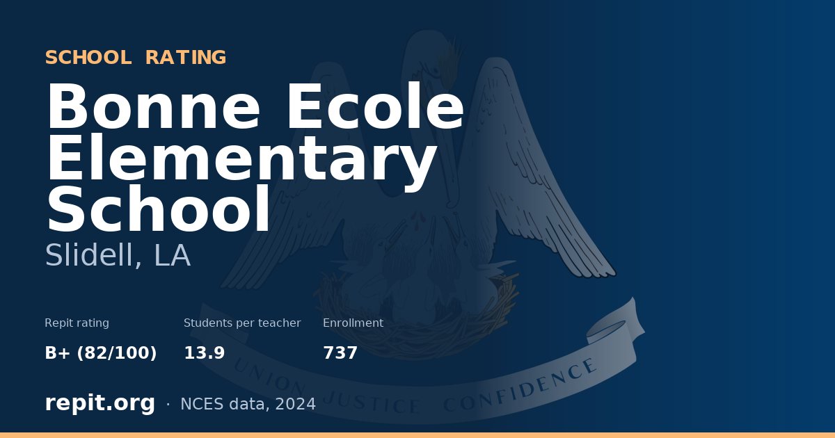Bonne Ecole Elementary School, Slidell, LA — Repit school rating B+ (82/100)
