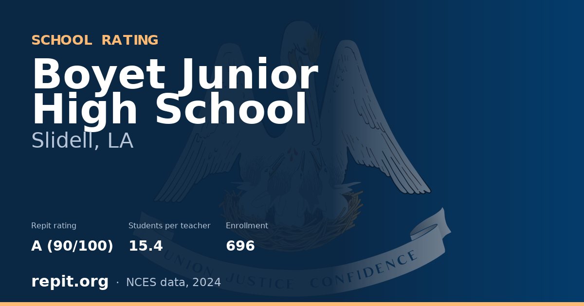 Boyet Junior High School, Slidell, LA — Repit school rating A (90/100)