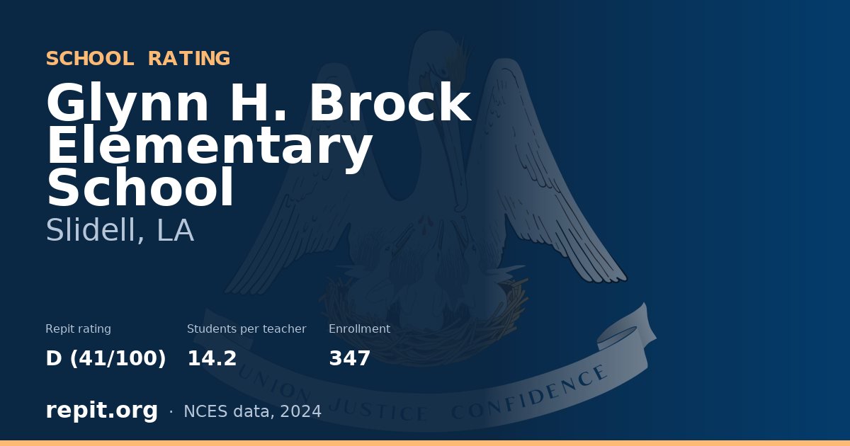Glynn H. Brock Elementary School, Slidell, LA — Repit school rating D (41/100)