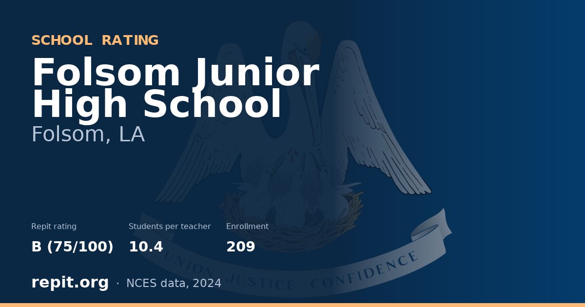 Folsom Junior High School, Folsom, LA — Repit school rating B (75/100)
