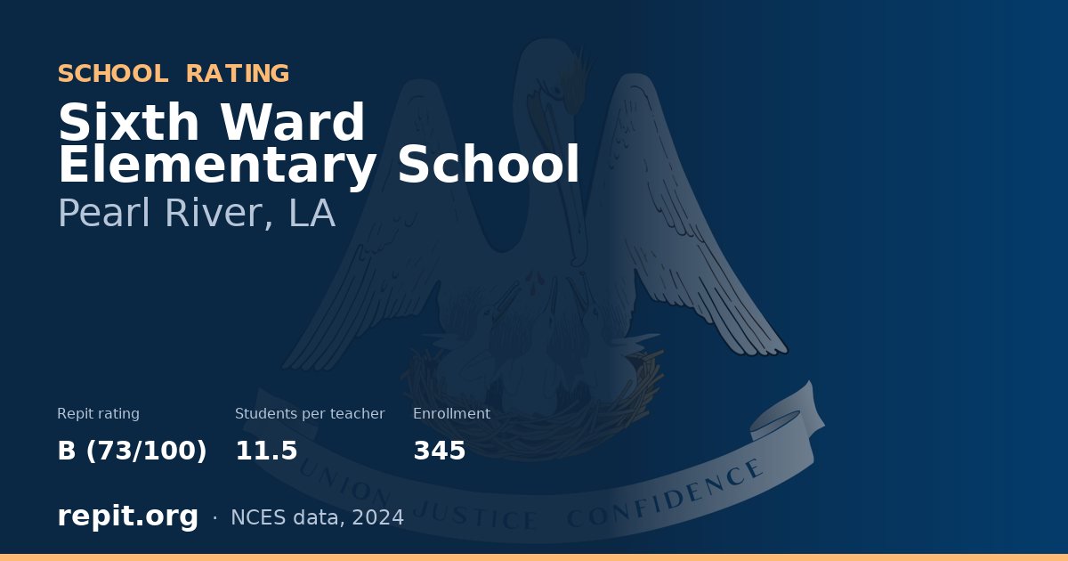 Sixth Ward Elementary School, Pearl River, LA — Repit school rating B (73/100)
