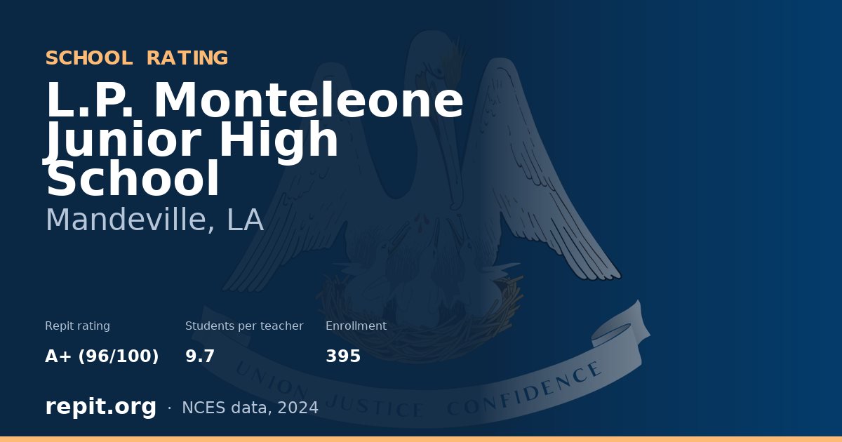 L.P. Monteleone Junior High School, Mandeville, LA — Repit school rating A+ (96/100)