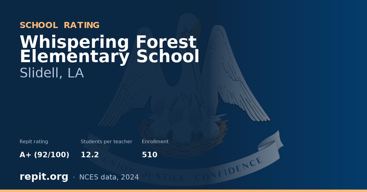 Whispering Forest Elementary School, Slidell, LA — Repit school rating A+ (92/100)
